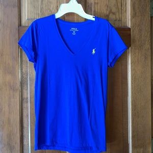 Blue Polo Ralph Lauren v neck short sleeve tee